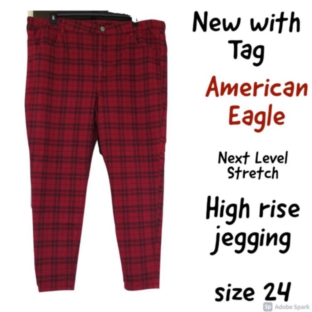 American Eagle next level stretch high rise plaid Jegging Plus size 24 - Picture 3 of 14